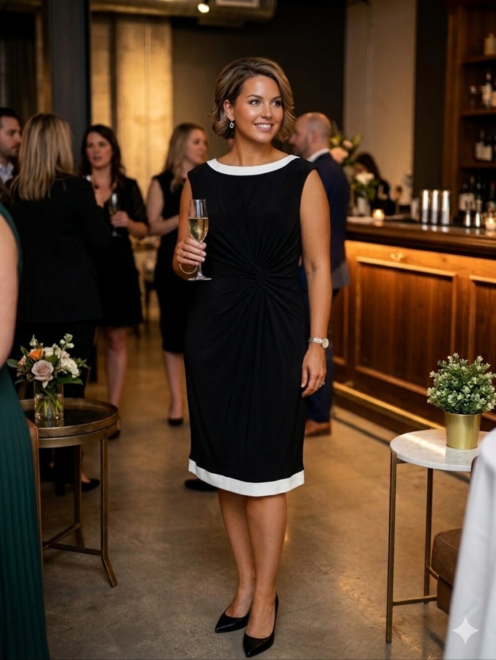 RALPH LAUREN ÉLÉGANCE INTEMPORELLE ! Robe Cocktail Doublée Noire & Blanche
